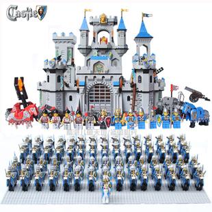 乐高城堡罗马骑士火龙蓝狮骑兵武士小人仔三国古代堡垒积木玩具