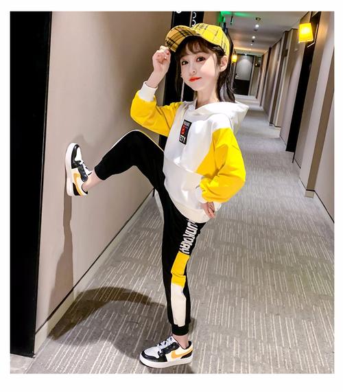 儿童两件套连帽上衣外套 运动裤洋气中大童3-12岁女孩子中小学生衣服