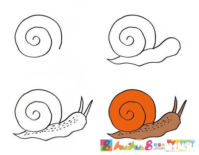 10种不同形态蜗牛简笔画素材大全