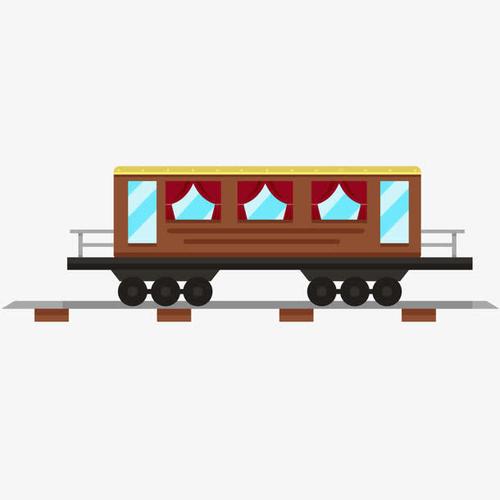 棕色,蓝色,一节,火车,车厢,卡通,手绘,简图