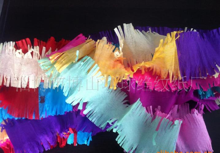 厂家直销-皱纹纸彩穗拉花,拉力皱纹纸拉花,节庆装潢用纸