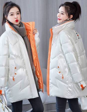 恒源祥棉服女反季节亮面棉服装2021新款冬季中长款洋气加厚百搭小女式