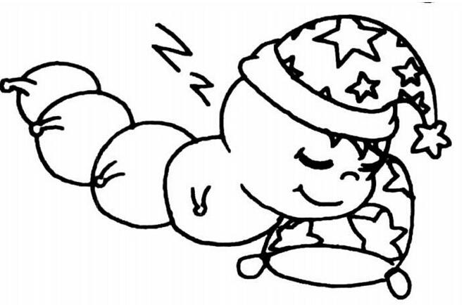 动物简笔画图片毛毛虫睡觉了