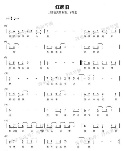 空灵鼓简谱| 红颜旧_简谱_娱乐_音乐_音乐其他
