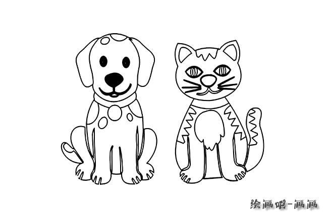 小狗和小猫简笔画图片