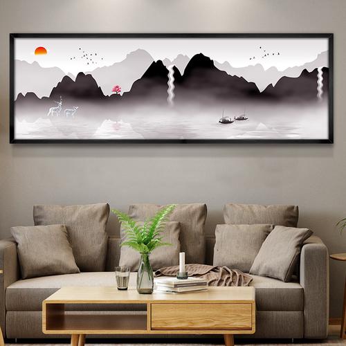 新中式装饰画禅意水墨山水画客厅沙发背景墙壁画书房卧室床头挂画