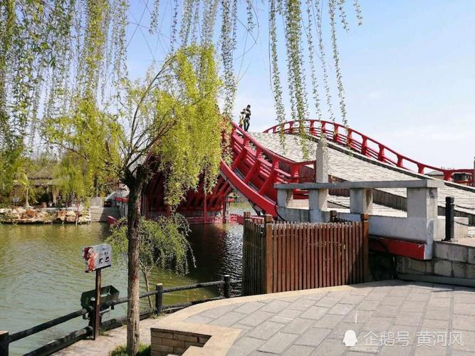 开封清明上河园虹桥边:春意盎然的枝头,杨柳青青,游人如织