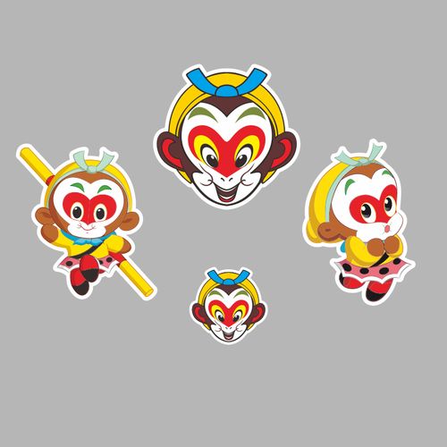 热销潮贴纸_孙悟空套装 一套4枚 猴子潮流贴纸 旅行箱拉杆箱电脑防水