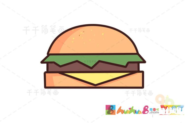 汉堡包简笔画