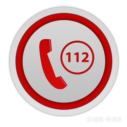 白色背景上的 112 圆形图标