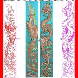 jdp精雕图龙凤竖花板柱子边柱花板柜门门板左右电脑雕刻图灰度图