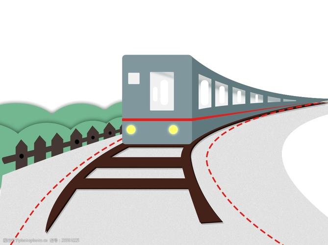 手绘扁平卡通火车装饰素材 扁平 火车 交通工具 卡通 手绘 树林 铁轨