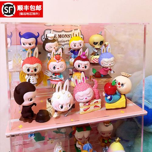 卓诗吻泡泡玛特labubu拉布布精灵甜品万圣节运动盲盒娃娃展示盒