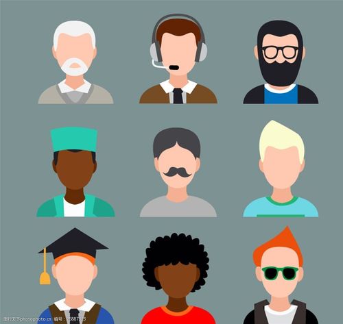 关键词:男性头像设计矢量素材 客服 毕业生 男子      职业 矢量图