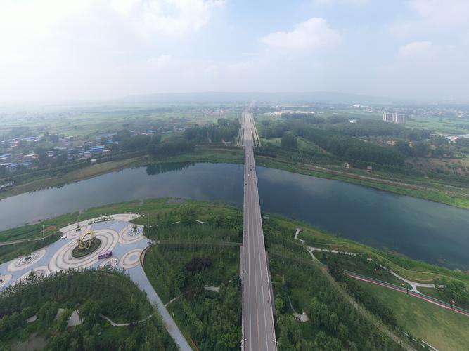 河南许昌航拍襄城县北汝河国家湿地公园
