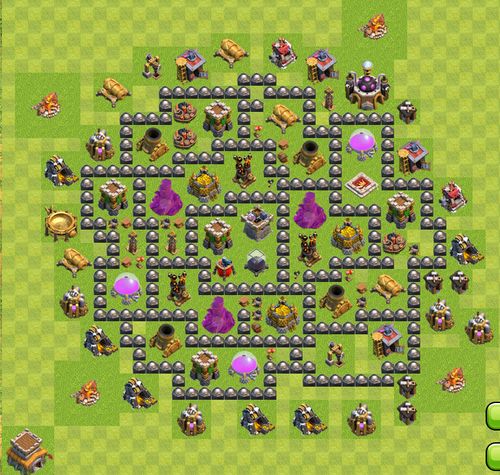 部落冲突八本空气炮阵型 联盟内置护黑水