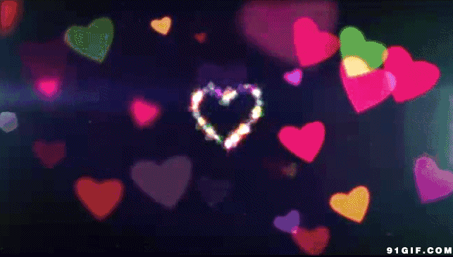 燃放心形烟花唯美动态图:烟花,爱心