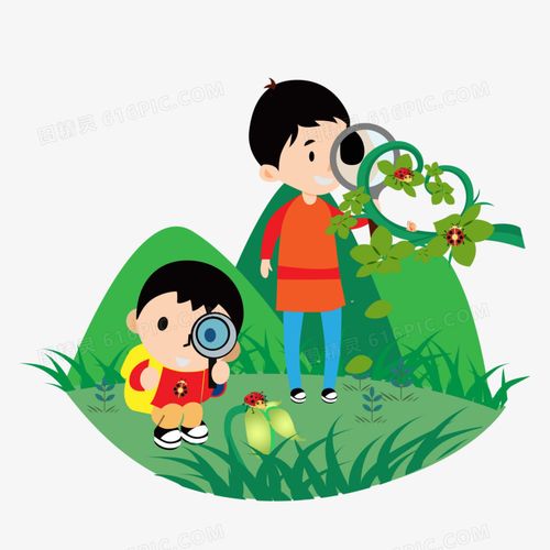 惊蛰二十四节气24节气传统节气植物春天春日人物观察放大镜