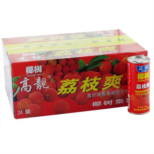 【买水网名茶汇】椰树牌 椰树荔枝爽 250g*24瓶/箱 椰果颗粒饮料