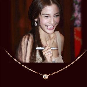 明星同款韩版18k玫瑰金时尚单钻项链女夏短款颈链锁骨链韩国吊坠