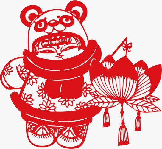 春节福娃送福喜庆红色灯笼元宝小女孩