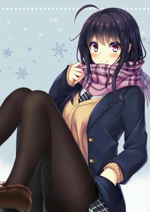 二次元动漫美图:可爱的黑发美少女