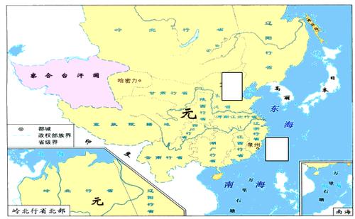 仔细观察元朝疆域图图在答题卡上请将下列地名的英文字母代号填入图中
