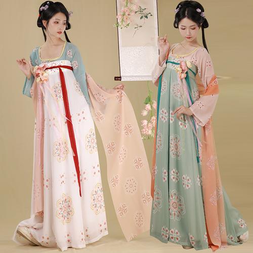 曹州莘月原创汉服女花茶齐胸襦裙坦领开衫八破汉服