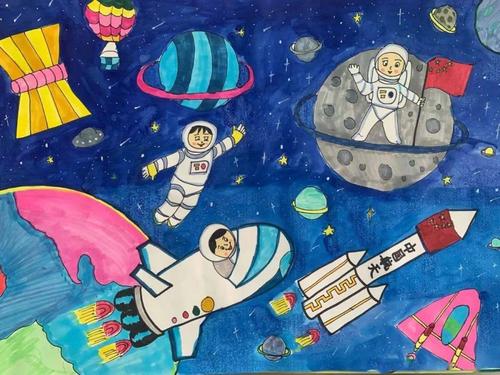 航天梦受师生热捧的航空航天绘画大赛