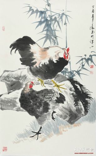 取像求真-天津著名画家陈之海小写意画鸡作品欣赏