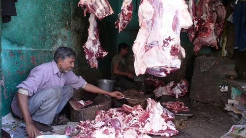 阿格拉肉铺 : 在印度看到卖肉铺实在好难得