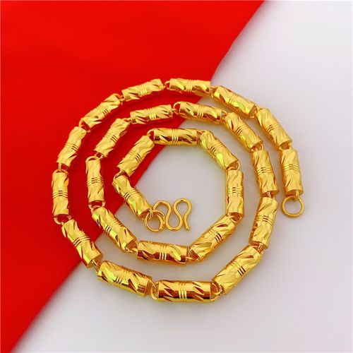 黄铜镀金项链 黄铜镀金六角项链不掉色仿沙金项链 男士霸王金项链