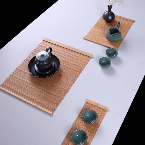 竹茶席隔热垫竹席子禅意茶布桌旗中国风小茶席麻布泡茶茶盘垫包邮