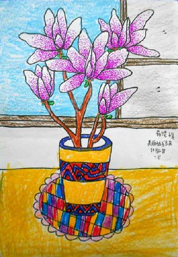 《美丽的玉兰花》/少儿绘画作品/儿童画/网络美术馆