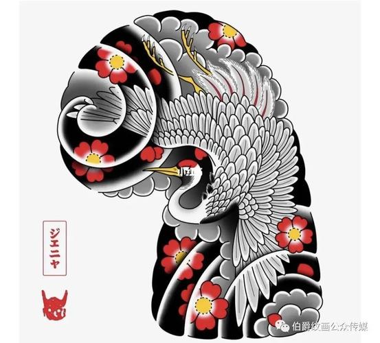 半甲鲤鱼,仙鹤_鲤鱼_花臂_纹身_菊花_美妆_彩妆_彩妆