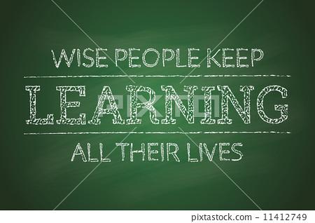 motivational poster about learning on the green chalkboard back