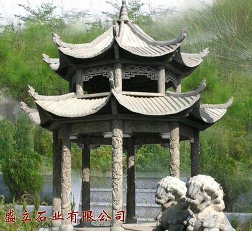 石雕亭子 古建筑双层单层石头亭子 公园景观盘龙柱六角凉亭