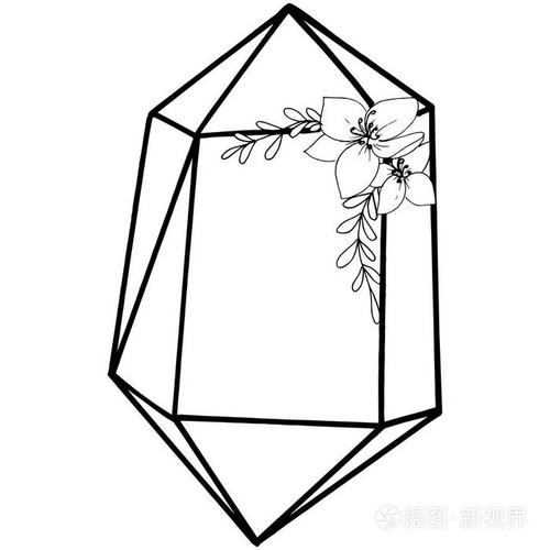 独立的插图元素.几何石英多边形水晶石马赛克形状紫水晶宝石