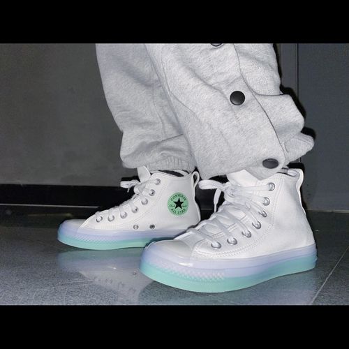 匡威cx all star 透明果冻底 高帮 白绿色休闲麂皮鞋男女169607c