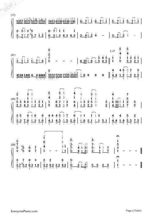 アイマイモコ徒然喜欢你op双手简谱预览2