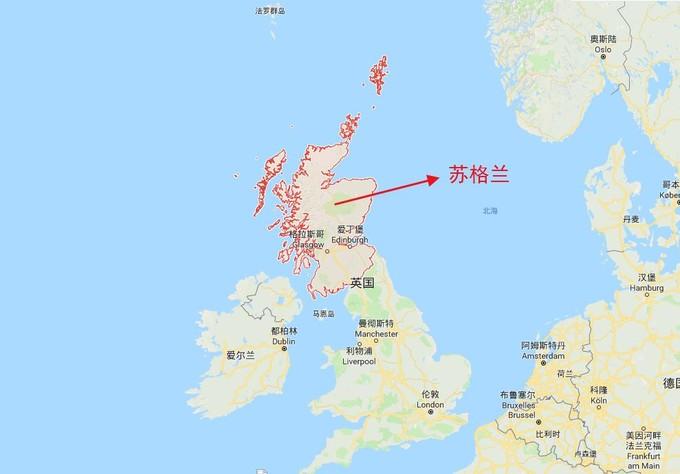 苏格兰地理位置,红色区域(来源于谷歌地图