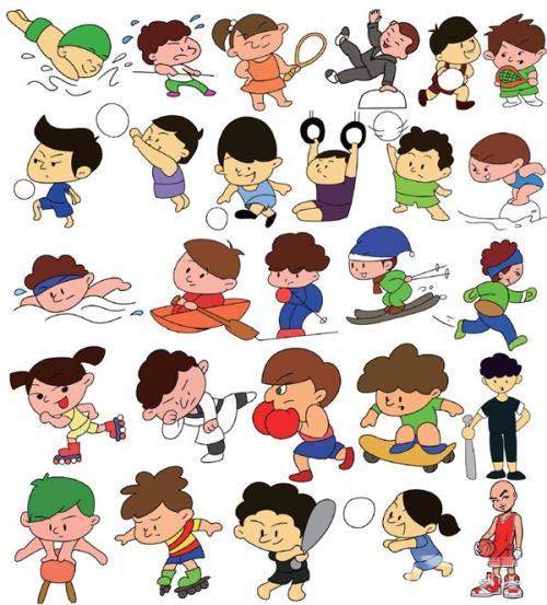 带颜色儿童运动简笔画