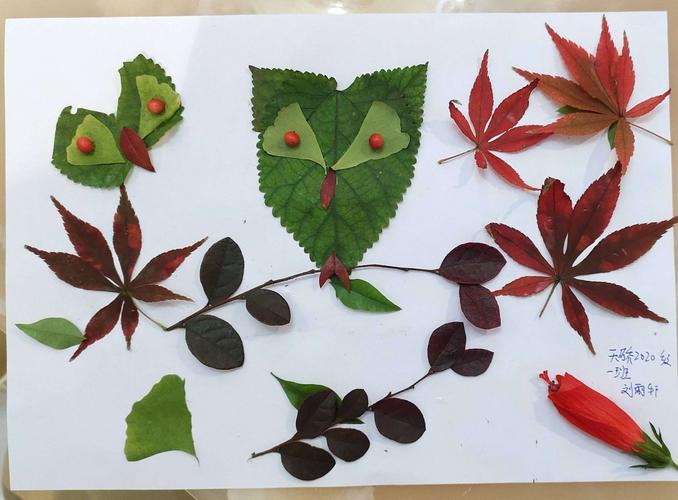 巧手绘秋——天骄六年级天华1班树叶画