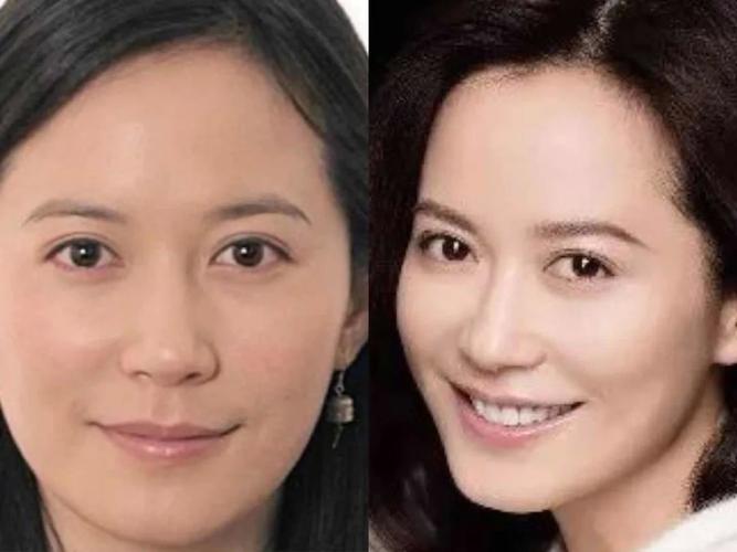 而我们可以看看俞飞鸿,同样的高颧骨,但由于眉眼距较近,颌面状态有一