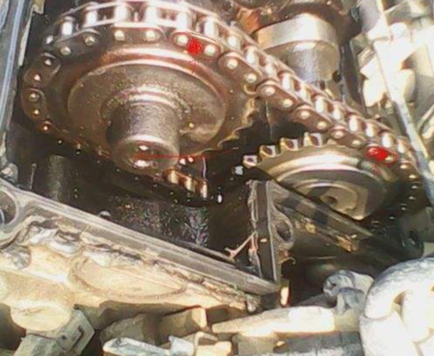 伊兰特凸轮轴链条怎么对图解