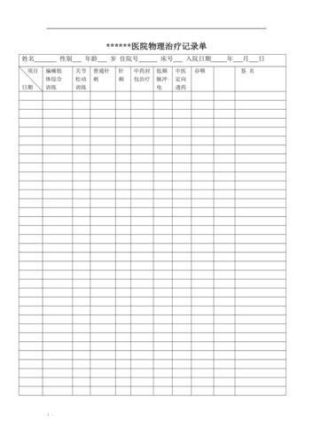 康复理疗记录单