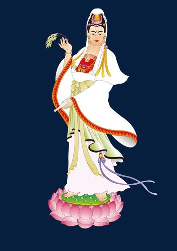 站在莲花座上的观音菩萨