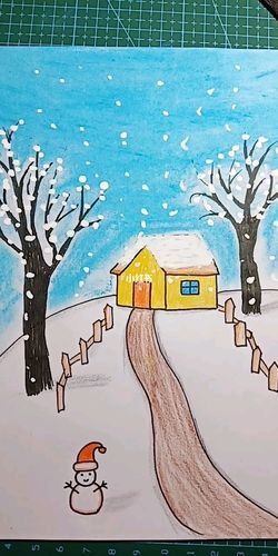 下雪了_人文_绘画