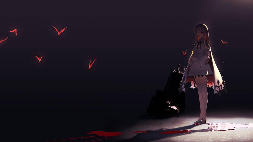 邪魅暗黑的二次元少女卡通壁纸,阴郁而冷艳