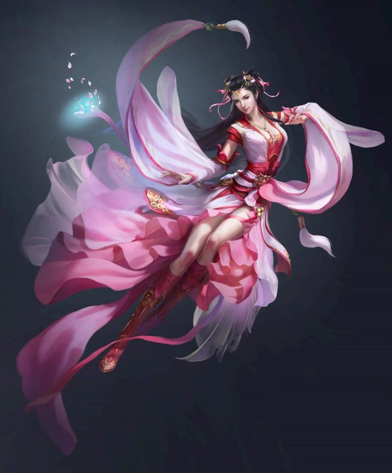 插画中国风古装3d古风飞行 小仙女美女